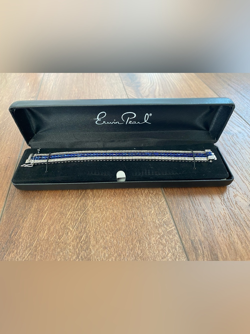 Blue and Silver Multi-Row Bracelet by Erwin Pearl - Picture 2 of 7